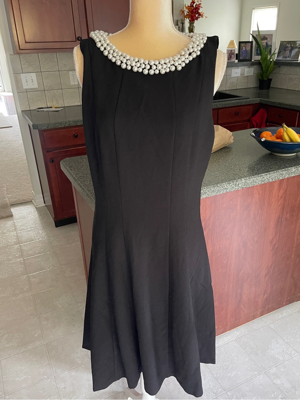 NWT Karl Lagerfeld Black Dress with Pearl Trim - sz 10